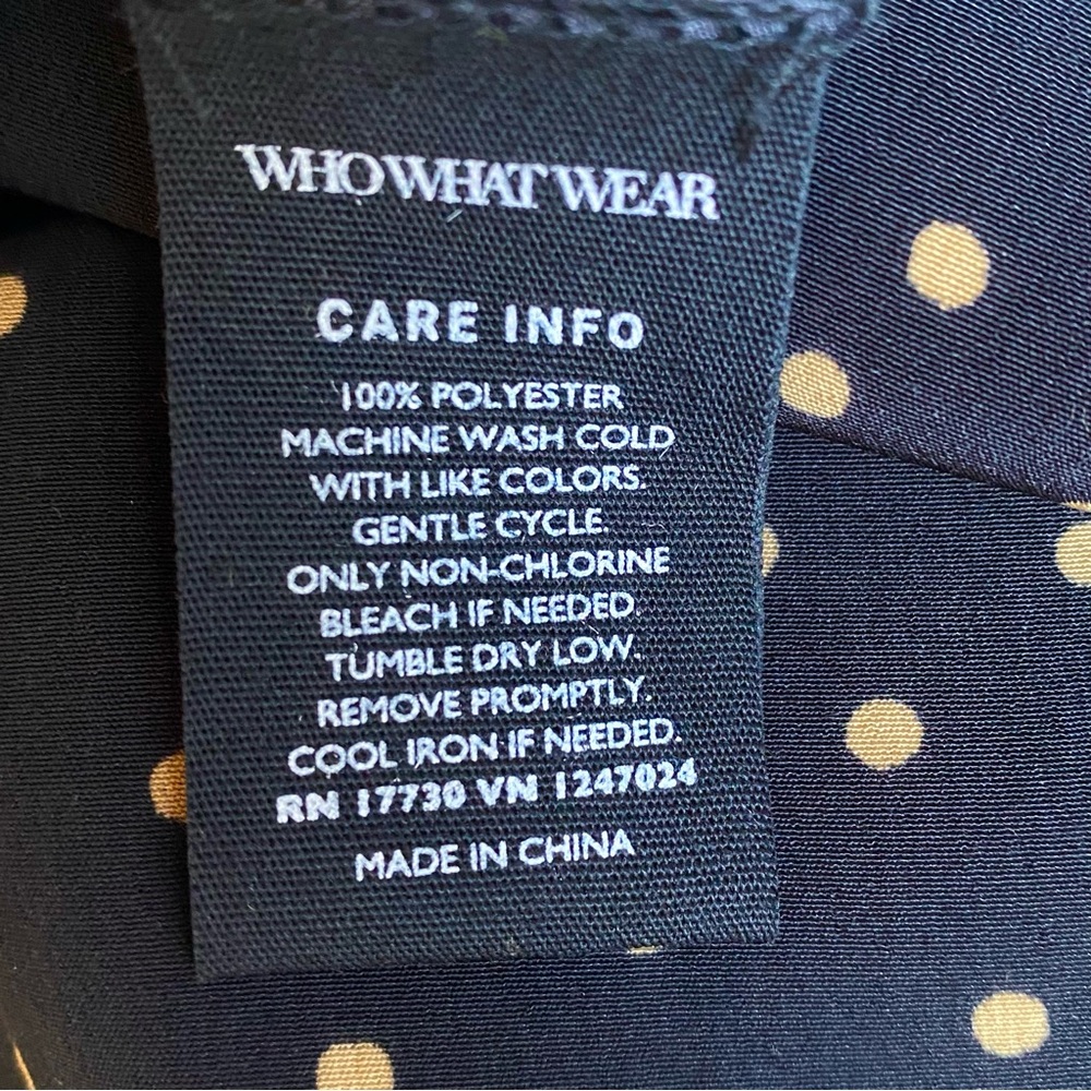 Who What Wear Polka Dot Piped Shirt Dress Black/ Taupe, Size S - Picture 2 of 9